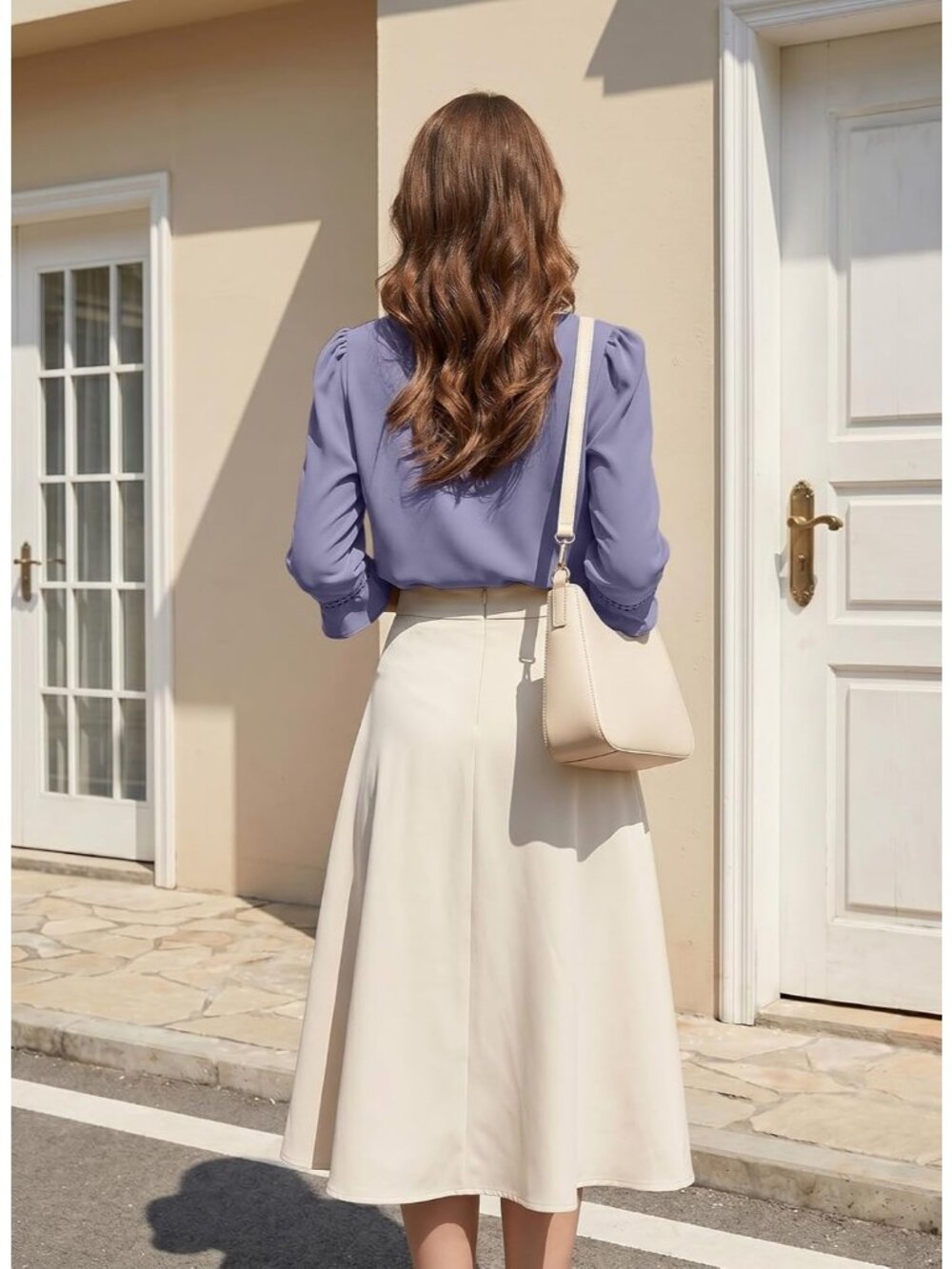 🆕Women Orchid Petal Polyester V Neck Blouses Classic Dressy Summer Soft T Shirt - Picture 4 of 6